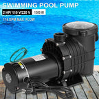 2 HP Pool Pump 110 V/220 V Swimming Pool Pump 6840 GPH In/Above Ground Pool Pumps 1500 W Powerful Self Primming Pump for Residential/Commercial Pool, Spas and Hot Tubs, Landscape Fountain
