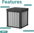 50 Gallon Waterproof Resin Deck Box, UV Resistant Outdoor Storage for Garden, Patio, Porch, Delivery, Striped Black & White