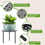5-Pack 12 Inches Large Heavy-duty Metal Plant Stands Flower Pot Holder for Indoor Outdoor Rust-proof Potted Planter Riser Modern Round Corner Stand Shelf for Living Room Patio Garden Yard, Black, 12" D x 12" H