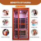 Sauna, Far Infrared Saunas for Home Room 1550W/110V Indoor Sauna for Single Person Okoume Wood Sauna Spacious 1 - 2 Person Low EMF Dry Sauna with Speakers/Air Hole and Color Lighting 39.4*35.4*74.8 IN
