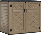 HOMSPARK Storage Shed Weather Resistance, Multi-Purpose Outdoor Storage Cabinet for Backyards and Patios, Horizontal Storage Shed for Lawnmower, Patio Accessories (Brown, X Large - 48 cu.ft)