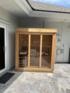 Outdoor Corner Steam Sauna for 2-4 Person, Canadian Hemlock, 6KW ETL Harvia Heater, Modern Sauna Box with Waterproof Asphalt Tiles, Left Door, 220V (0-195℉)