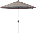 California Umbrella 9' Round Aluminum Pole Fiberglass Rib Market Umbrella, Crank Lift, Collar Tilt, Black Pole, Sunbrella Spectrum Mist