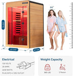 Woodbridge Infrared Home Sauna Room 2 Person Hemlock Wooden Indoor Sauna,7 Carbon 2230W/120V Heaters,with Led Color Therapy Light,Bluetooth Speaker,Tempered Glass,Touch-Tone Keypad and A Top Vent