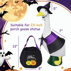 Halloween Porch Goose Outfits 23", Yard Goose Statue Clothes with Pumpkin Trick or Treat Bags, Fall Thanksgiving Outdoor Decor for Patio Lawn Garden and Porch Goode Theme (Witches Cloaks)