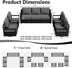 Outdoor Patio Furniture Set, 5-Piece Aluminum Patio Conversation Set All-Weather Metal Outdoor Sectional with 6 Inch Thick Cushions, Deep Setting for Garden, Outside and Porch
