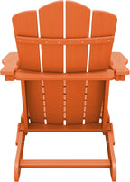 KINGYES Folding Adirondack Chair, HDPE All-Weather Patio Chairs, Wooden Textured Lawn Chair for Poolside, Backyard, Deck, Fire Pit, Orange