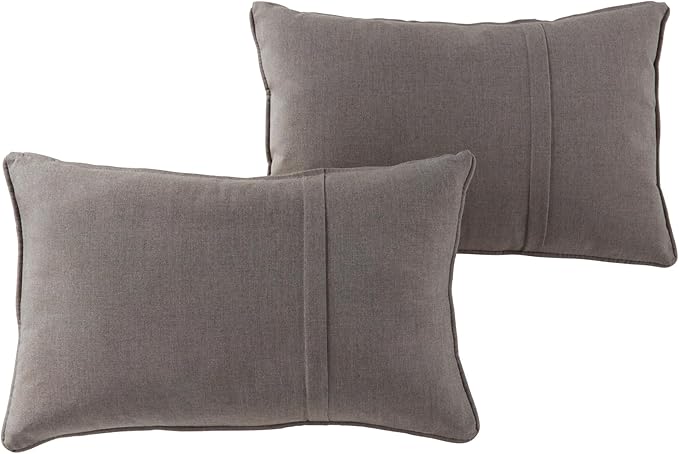 Greendale Home Fashions Sunbrella 21" x 14" Rectangle Outdoor Throw Pillow with Removable Cover (Set of 2), Cast Shale 2 Count