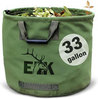 ELK 33-Gallon Non Self-Standing Multipurpose Garden Leaf Waste Bag - Durable Canvas for Yard Cleaning, Harvesting, and Storage - Heavy Duty with Rubber Handles and PVC Elastic Bone - 22" W x 18" H