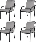 Grand patio Dining Chairs Set of 4，Outdoor Fixed Patio Dining Chairs Set of 4，Fixed Dining Chair，Outdoor Dining Chairs with Grey Cushions, Patio Chairs for Outside, Garden Lawn Porch, Backyard