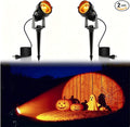 L LOHAS LED Halloween Spotlight Outdoor, Orange Spot Lights for Yard, Auto On/Off 5W 120V Landscape Lighting for House, Holiday, Trees, Decoration, 450LM IP66 Waterproof, UL Listed, 2 Pack
