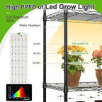 Abimars 5-Tier Mini Greenhouse with Grow Light, Shelf Height Adjustable Metal Plant Shelf with PVC Cover and Wheels, Includes 4-Pack Full Spectrum Plant Lights, 11x16x57inch