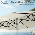 PHI VILLA 13ft Large Patio Umbrellas, Double-Sided Outdoor Market Rectangle Umbrella for Outside, Ivory