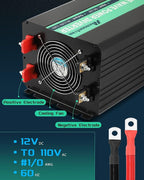 5000W Pure Sine Wave Power Inverter 12V DC to 110V AC with Wireless Remote Control LCD Display 1 USB Port, 4 AC Outlets, 1 Terminal Blocks for RV Truck Cabin Off Grid