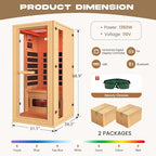 1 Person Infrared Sauna with Red Light Therapy, Full Spectrum Sauna for Home, Indoor Dry Saunas with Rapid Heating 4 Carbon Panels&1 Carbon Tube, Oxygen Bar and 7 Color Therapy Lights, 110V