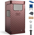 Giantex Portable Sauna Box, Full Body Steam Sauna for Home with 3L Generator, Remote Control, Folding Chair & Wooden Foot Roller, Lightweight Single Person Sauna Tent, 36" x 36" x 72", Coffee