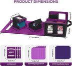 Trading Card Storage Box for MTG, card storage box with Commander Display，Multi-purpose Deck Case for MTG TCG Sports Card, 4 Toploaders, 4 Stoppers, 4 Colorful Dividers (Black & Purple)