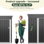 5x3 FT Outdoor Storage Shed, Garden Shed with Updated Frame Structure and Lockable Doors, Metal Tool Sheds for Backyard Garden Patio Lawn, Grey