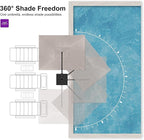 PURPLE LEAF 10' X 13' Rectangle Cantilever Umbrella with Base Outdoor Large Aluminum Patio Umbrella with 3-Year Fade Resistance Recycled Fabric and 360-degree Rotation for Deck Pool Garden, Ash Mocha
