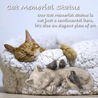Sleeping Cat Garden Statues Outdoor - 12" Sparrows On Cat Figurine Memorial Statue Grave Markers Garden Resin Statues for Outdoor Decor Outdoor Statue Resin 12" x 8" x 4.5"