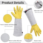 Gardening Gloves for Women/Men, Rose Pruning Thorn-Proof Long Leather Garden Gloves with Adjustable Cuff, Ladies Light Protective Glove for Yard & Outdoor Work