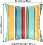 Pyonic Set of 2 Outdoor Throw Pillow Covers 16x16 Inch Blue Stripe Waterproof Modern Cushion Case Home Decor for Patio Couch Chair
