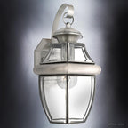 Urban Ambiance Luxury Colonial Outdoor Wall Light, Medium Size: 14" H x 8" W, with Tudor Style Elements, Versatile Design, Classy Aged Silver Finish and Beveled Glass, UQL1143