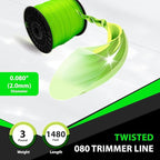 080 Trimmer Line Heavy Duty, Twisted Weed Eater String .080, 080 String Trimmer Line 0.08In-1480Ft-3Lb Twisted Weed Wacker String .080 Compatible with Ryobi, Ego, Greenworks String Trimmers and more