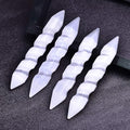 JIC Gem 4pc Selenite Spiral Wand Double Point Moroccan Selenite Crystals and Healing Stones 6-6.5 inch