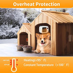 Rypet Dog House Heater with Thermostat, 200W/400W Safe Heater for Dog House Outdoor with 6 Ft Anti Chew Cord, Wall Mounted Chicken Coop Heaters Electric Warmer for Hound Kennel Cat Cage Chicken Coop