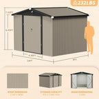 10x8 FT Outdoor Storage Shed,Metal Tool Sheds,Waterproof Outside Storage Shed,Large Storage Building with Lockable Door