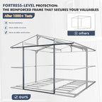10x12 Metal Shed with Floor Frame Kit, Reinforced Construction - Translucent Roof Panels for Natural Light, Lockable Doors, Vents and Windows, Weatherproof Outdoor Storage for Garden/Backyard/Patio