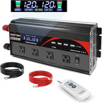 2500 Watt Inverter with LCD Display & Remote Control 12V DC to 110V/120V AC Converter Peak Power 5000W Car Inverter with 4 Sockets & 4 USB Ports for RV Truck Camping Off-Grid Solar System