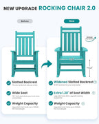 SERWALL Oversized Outdoor Rocking Chair Set of 2, HDPE Rocker for Adults, Patio Rocking Chairs for Porch, Aruba