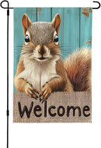 Squirrel Garden Flag Vertical Double Sided Outdoor Yard Flags 12.5x18 Inch Burlap Banners for House Lawn