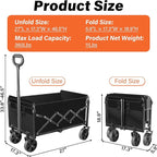 Wagons Carts Foldable - 360Lbs Collapsible Wagon Cart with Wheels Portable - Folding Wagon Lightweight for Camping, Sports, Travel, Picnic, Groceries, Shopping