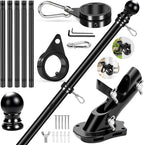 REERON Flag Pole Kit for House, 6 FT Stainless Steel Spinning Flag Pole, 1" Rustproof Porch Flagpole with 360° Metal Anti-wrap Flagpole Rings & 2-Position Bracket for Outdoor Home Sport for 3x5 Flags