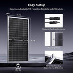 N-Type 16BB 400W Bifacial Solar Panel, 2Pcs 200 Watt Solar Panel 12V, 25% High Efficiency Monocrystalline PV Module,for RV Van Trailer Camper Marine Rooftop Home Off Grid (200w 2-Pack Silver)