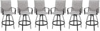 Vongrasig 6 Piece Patio Swivel Bar Chairs, All Weather Metal Textile High Swivel Bar Stools Chairs, Outdoor High Top Bistro Set for Backyard, Lawn Garden, Balcony, Light Grey