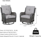 HUMMUH Outdoor Patio Furniture with Fire Pit Table Outdoor Conversation Set PE Wicker Patio Couch Swivel Glider Chairs for Balcony Garden,Lawn,Deck