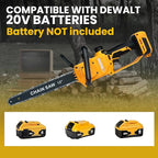 12 Inch Cordless Chainsaw Compatible with DeWalt 20V MAX, 1200W Brushless Motor, Auto Lubrication, Security Lock, Handheld Electric Chainsaw for Tree Trimming (Battery Not Included)
