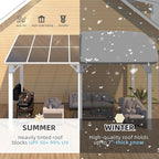 AECOJOY 14' x 8' White Gazebo Outdoor Pergola for Patio, Hard Top Lean to 8x14 Gazebo Shelter Pergolas and Gazebos Clearance with Patio Roof, Large Wall-Mounted Heavy Duty Awnings for Patio