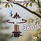 Metal Bird Feeder for Outdoors, Hanging Squirrel Proof Bird Feeders for Outside with 4.8 Lb Capacity, 4 Ports Tube Wild Birdfeeders for Garden Yard Decoration Viewing Cardinal, Weather-Resistant