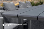 PURPLE LEAF 7-Piece Patio Conversation Set Olefin Cushions Outdoor Rectangular Aluminum Dining Table and Chairs for Garden Backyard Kitchen Indoor Decor Grey