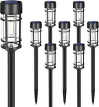 Mancra Solar Pathway Lights, 8 Pack LED Solar Lights Outdoor Waterproof, Glass Metal Garden Lighting for Yard Path Landscape Lawn Walkway Driveway, 3000K