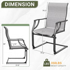 Amopatio Patio Chairs Set of 2, Outdoor Dining Chairs for All Weather, Breathable Garden Outdoor Furniture for Backyard Deck, Grey & White