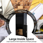 Black Mailboxes for Outside，Galvanized Steel Large Package Delivery Boxes for Outside,with Adjustable Baffle Parcel Drop Box,Wind and Rainproof Packages Box for front Porch