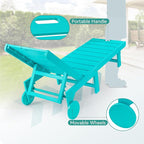 Outdoor Chaise Lounge Chairs with Table, 3-Piece, 26.8” Super Wide Lounge Chair Outdoor, HDPS Pool Chairs with 5 Positions, Patio Lounge Chair with Wheels for Pool,Lawn,Backyard, Aruba Blue