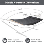 SUNCREAT Hammocks for Outside, Two Person Hammock for Patio, Garden, Porch, Outdoor, Dark Grey