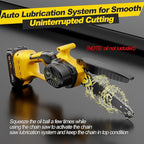 Mini Chainsaw 6 Inch Cordless, Brushless Small Chainsaw Battery Powered with 2 Batteries, Handheld Chain saw for Tree Trimming, Wood Cutting, Home Garden DIY, Best Gifts for Dad, Women